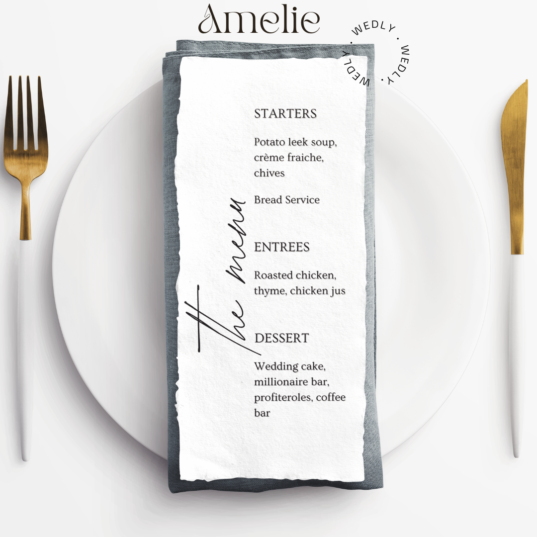 Amélie collection – Wedding menu - Wedly